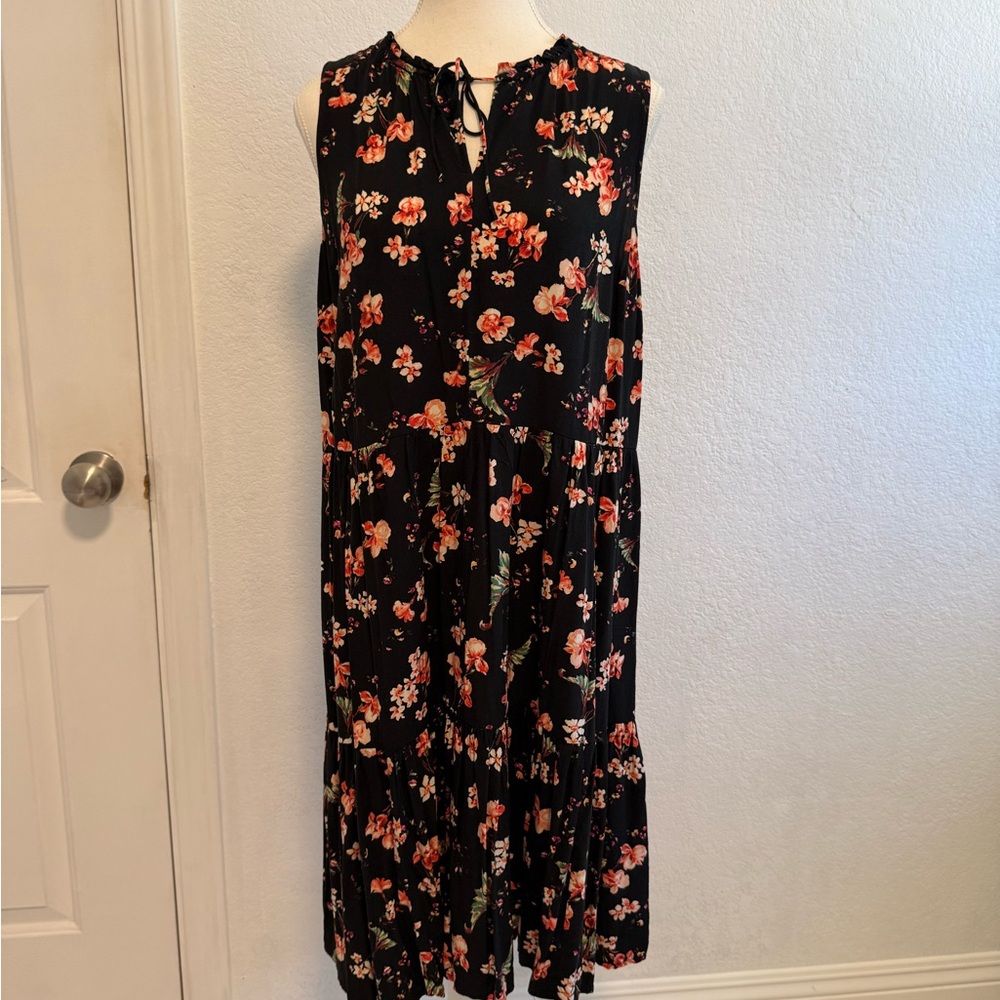 Old Navy Black Floral Midi Dress